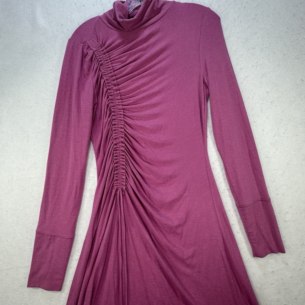Anthropologie‎ Daily Practice Ruched Cowl Neck Cozy Midi Dress Pink sz M - Picture 10 of 13